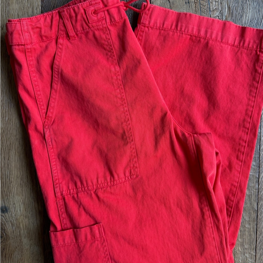 Pistola Sabrina Utility Pants Drawstring High Rise Red Cotton Twill Size 26 EUC - Picture 6 of 9